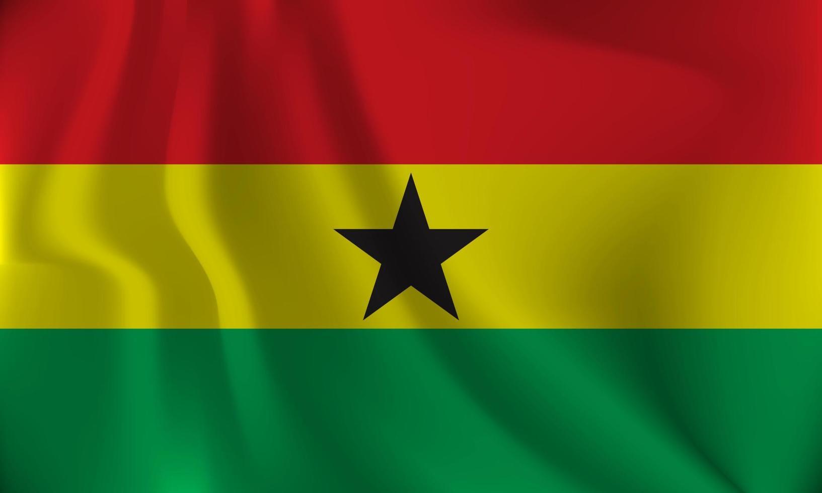 Flag of Ghana, with a wavy effect due to the wind. vector