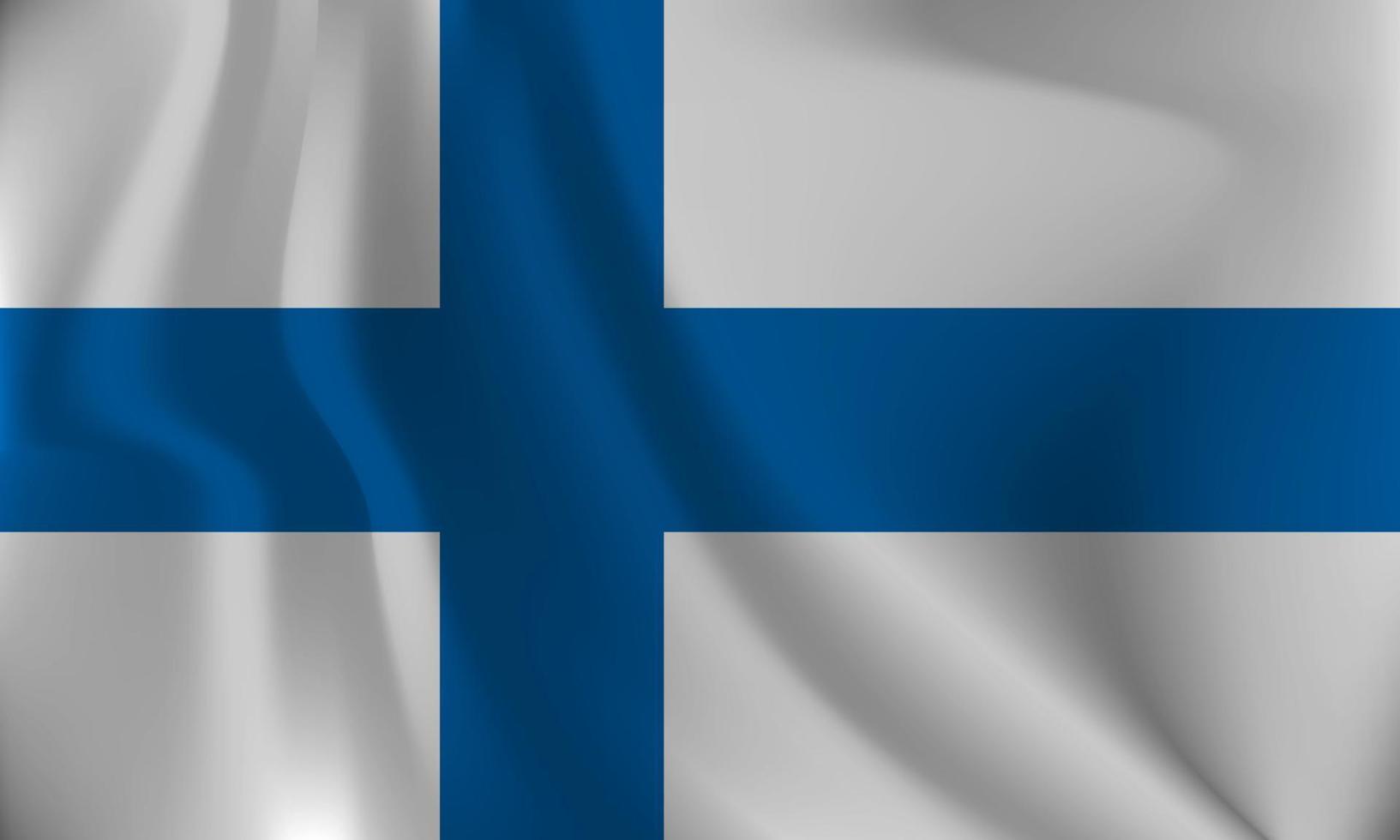 Flag of Finland, with a wavy effect due to the wind. vector