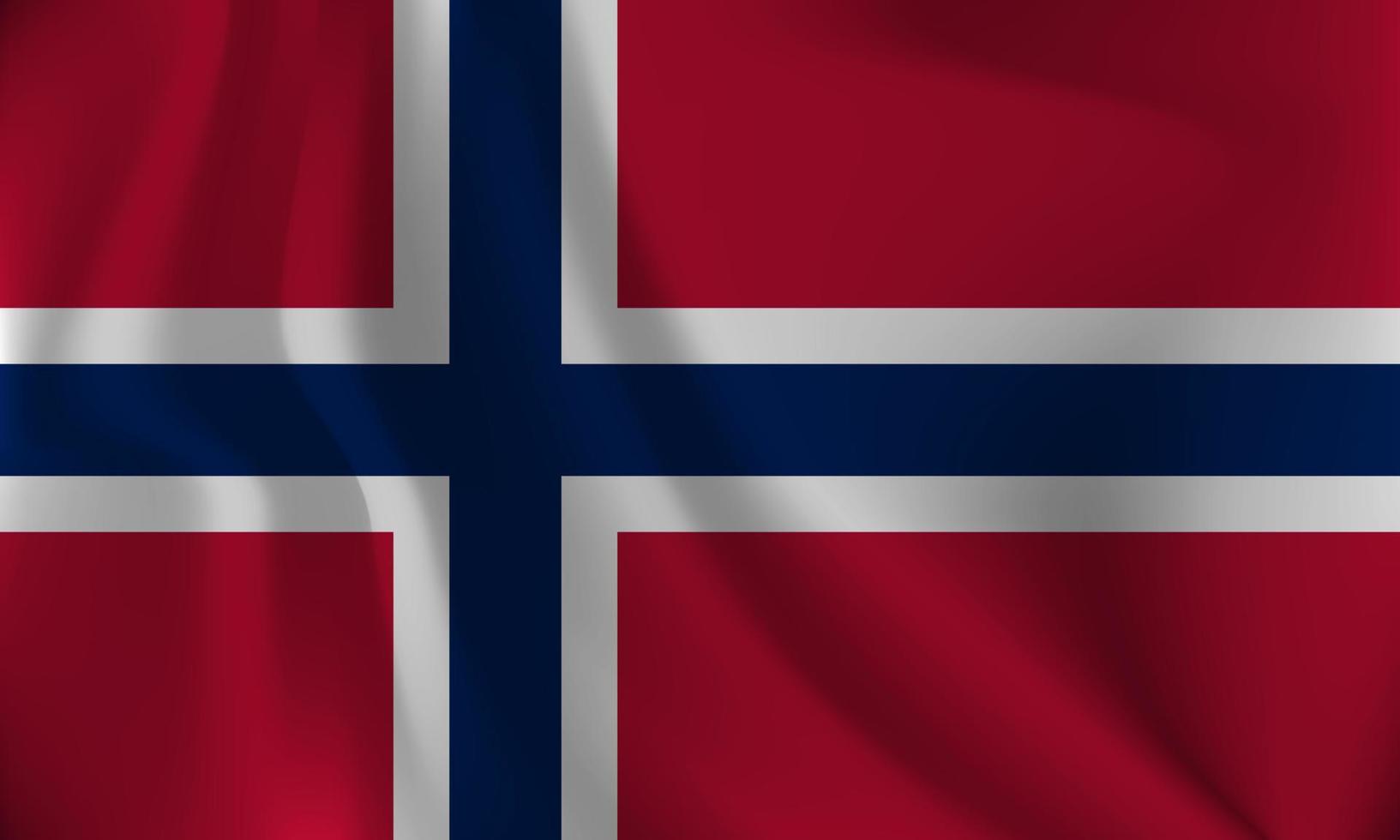 Flag of Norway, with a wavy effect due to the wind. vector