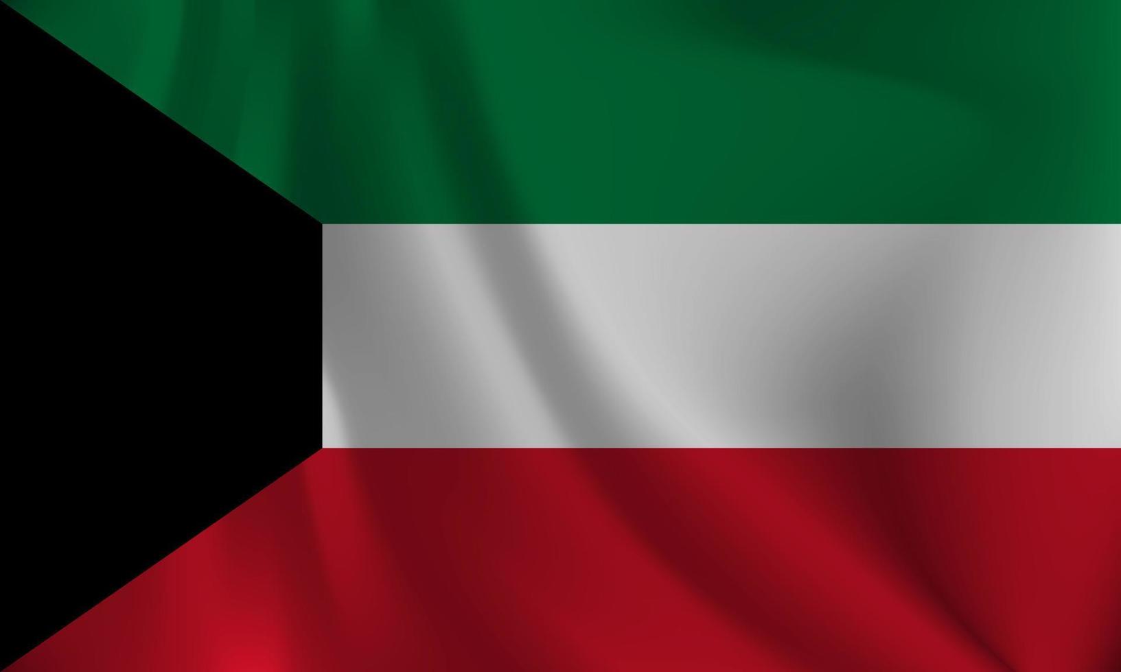 Flag of Kuwait, with a wavy effect due to the wind. vector