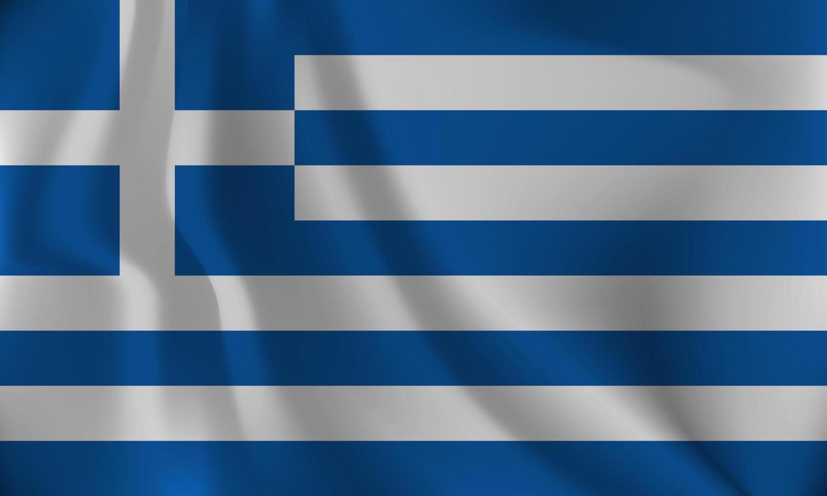 Flag of Greece, with a wavy effect due to the wind. vector