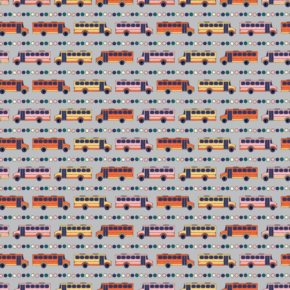Seamless Pattern with cartoon school buses. vector