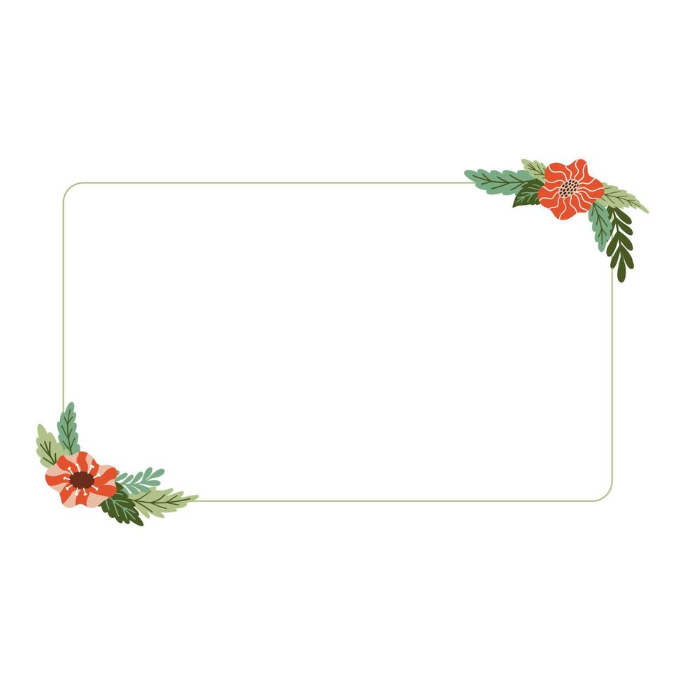 Vector square floral frame and border. Elegant decorative elements with flowers, plants