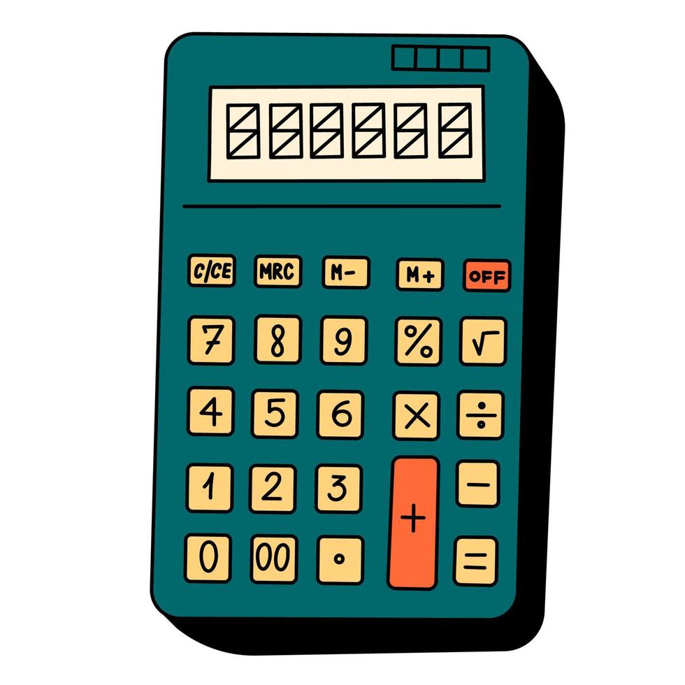 vector mano dibujado calculadora con contorno