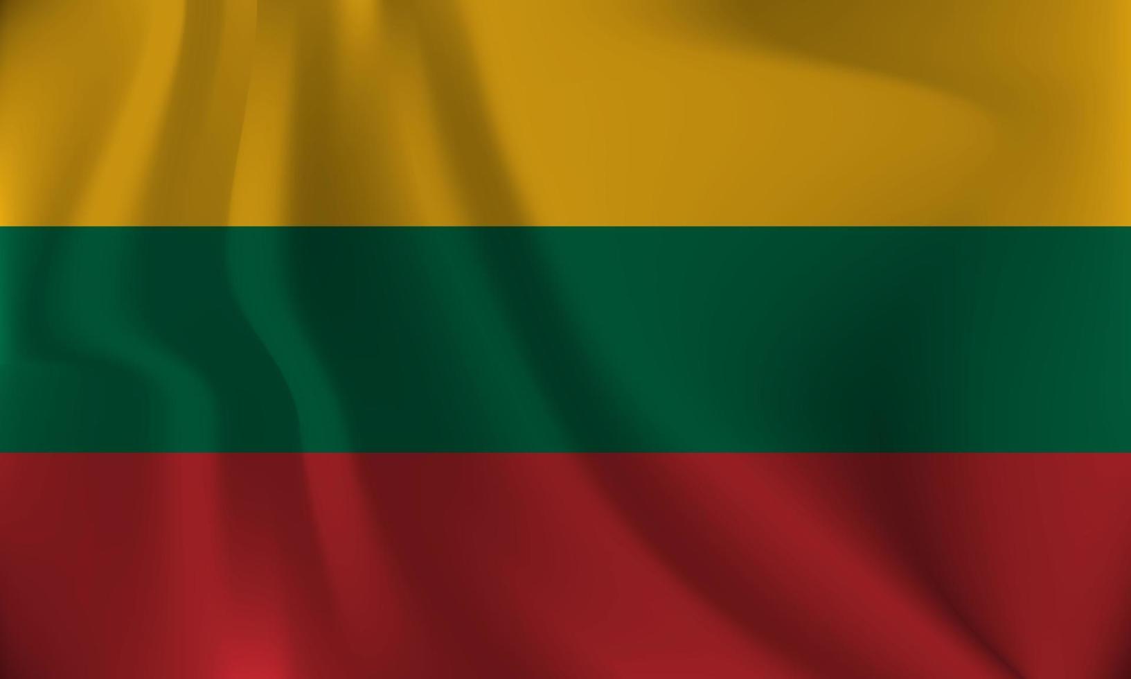 Flag of Lithuania, with a wavy effect due to the wind. vector