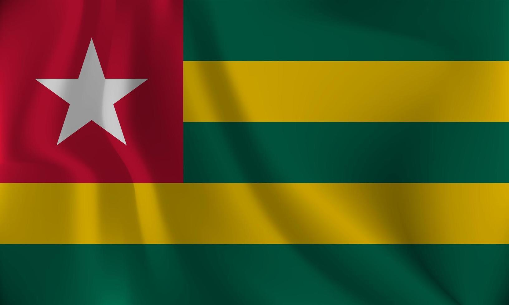 Flag of Togo, with a wavy effect due to the wind. vector