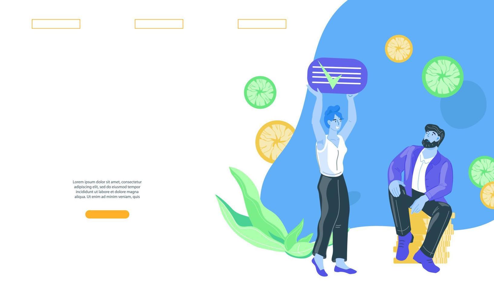 Website banner template with people developing project and searching business solution. Project development and business analysis, strategy of growth, flat vector illustration.