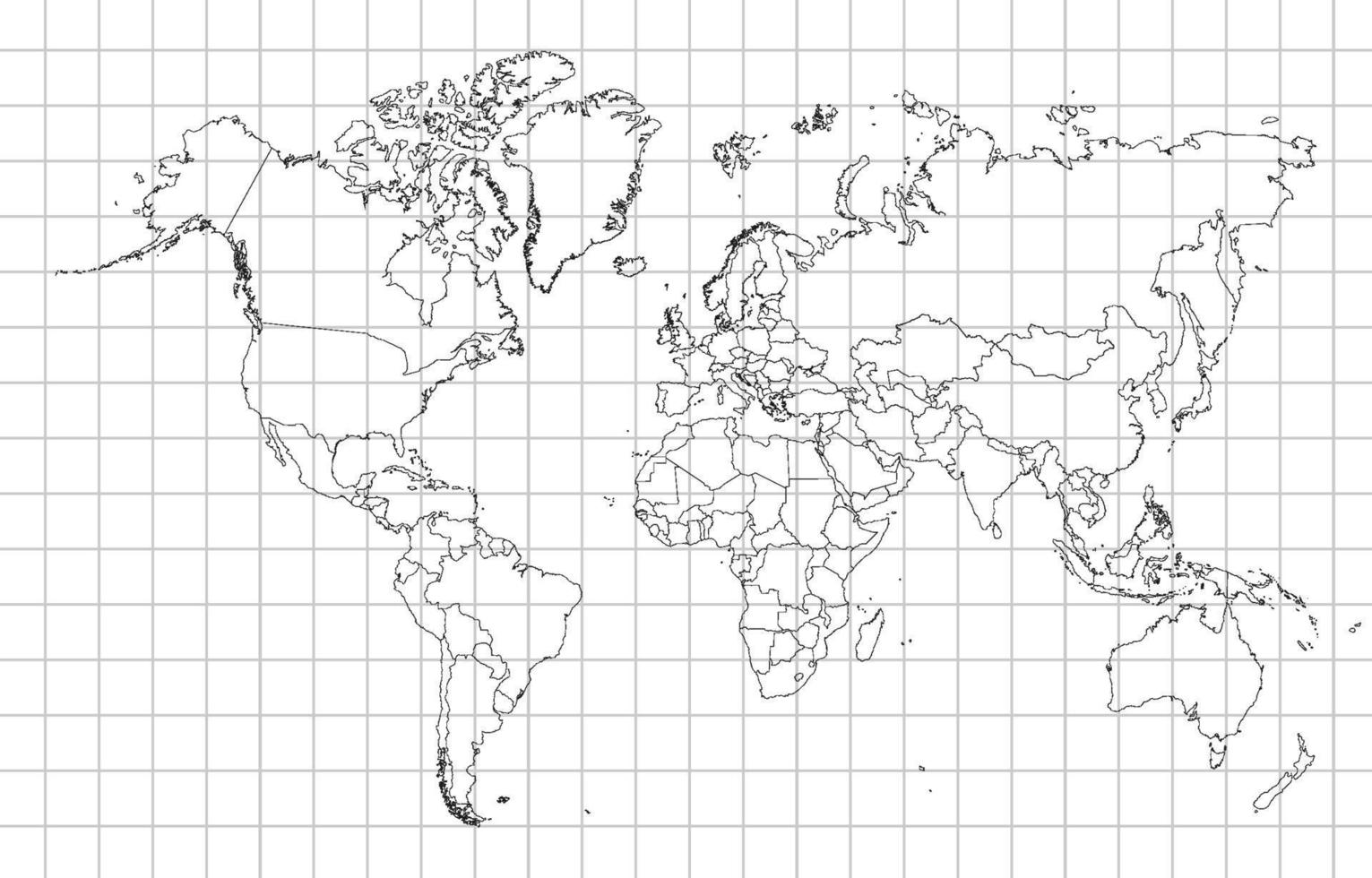 White Background Outlined World Map vector