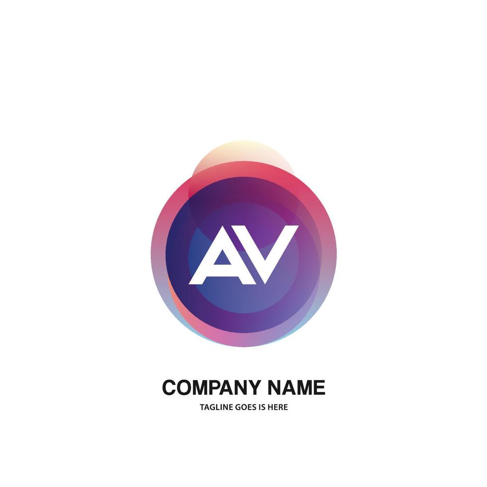AV initial logo With Colorful Circle template vector