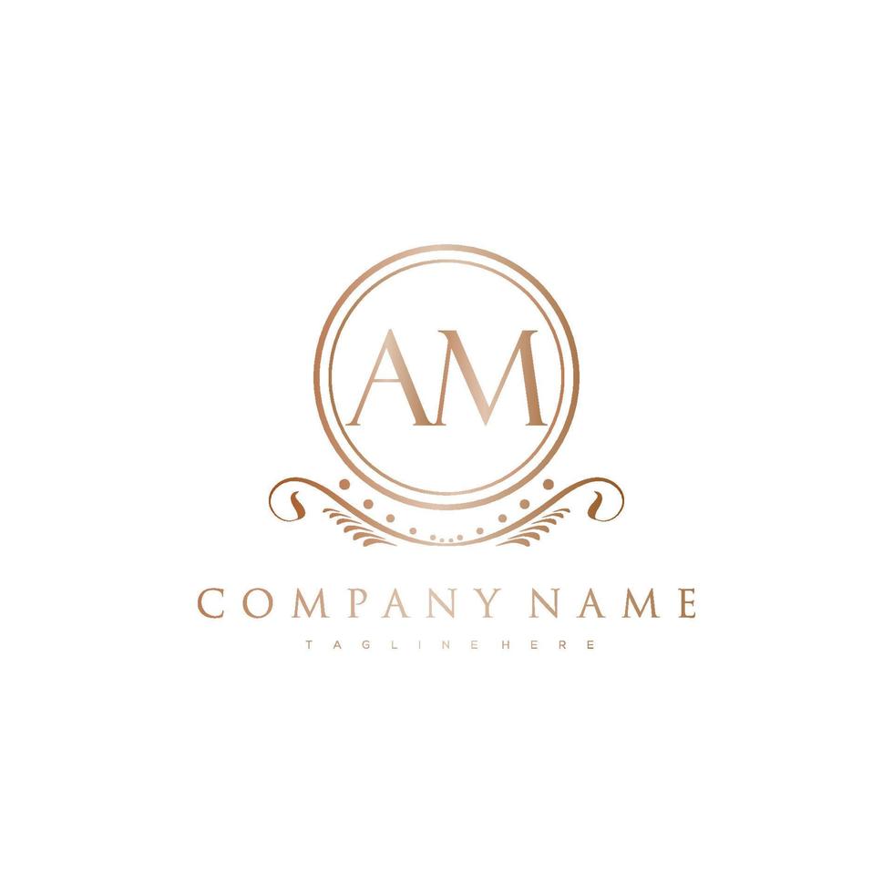 AM Letter Initial with Royal Luxury Logo Template vector