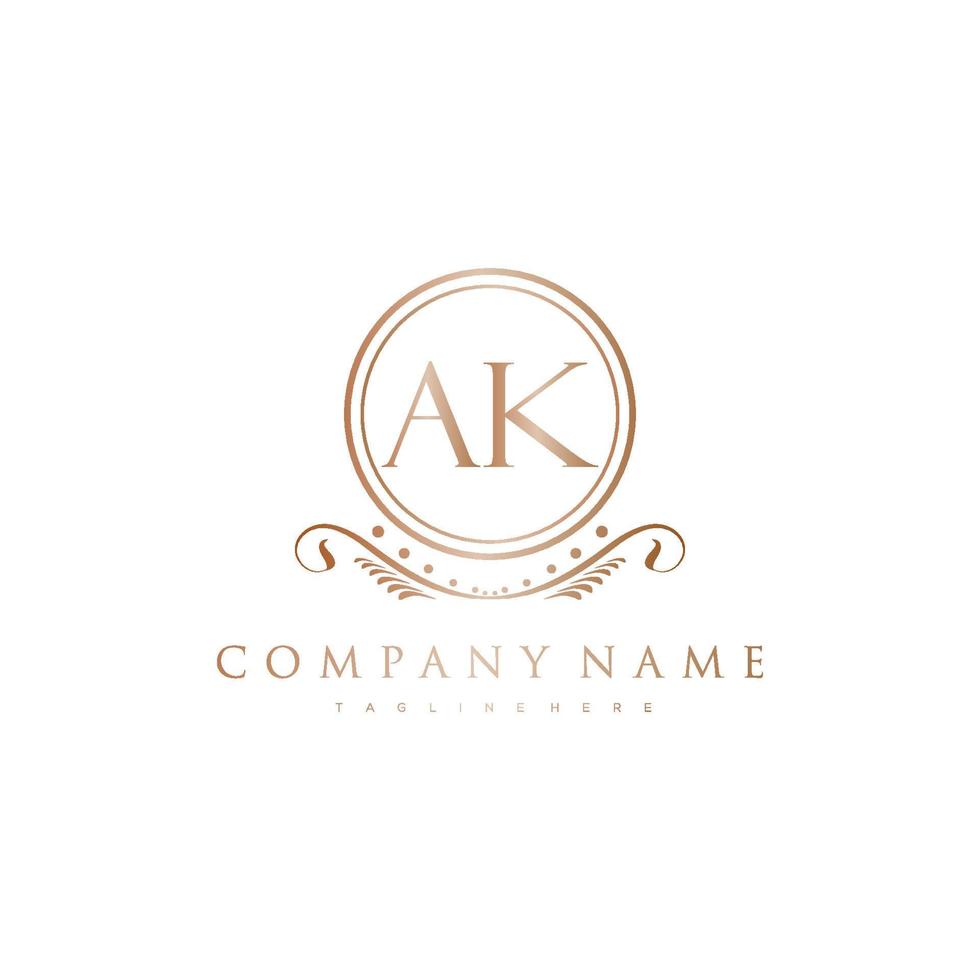 AK Letter Initial with Royal Luxury Logo Template vector