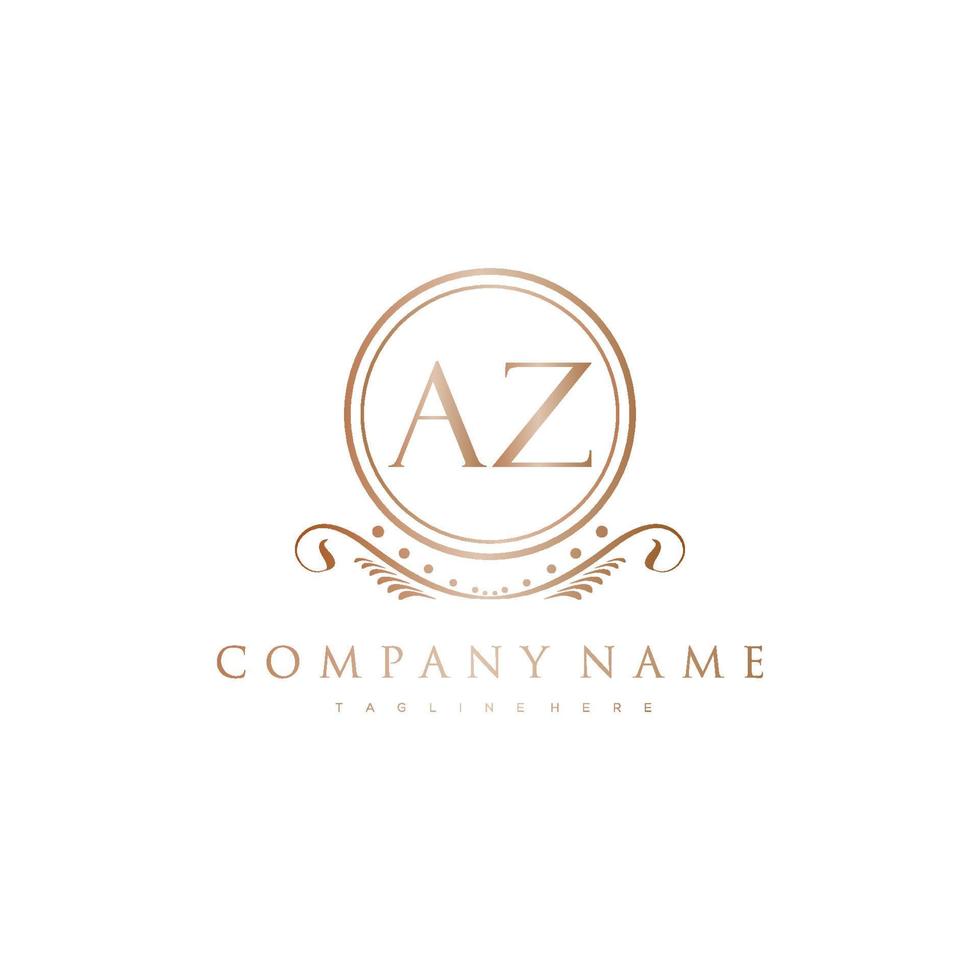 AZ Letter Initial with Royal Luxury Logo Template vector