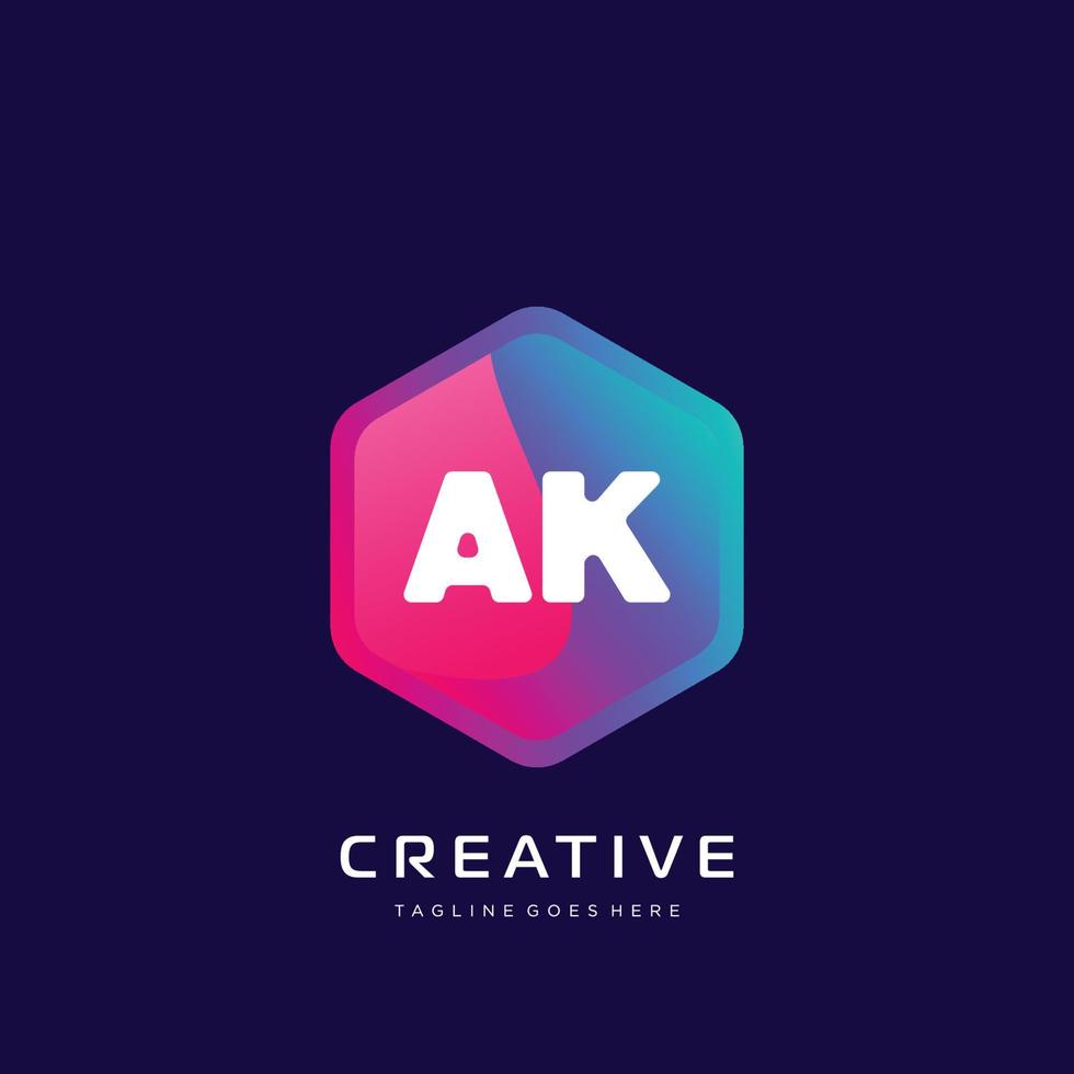 AK initial logo With Colorful template vector. vector