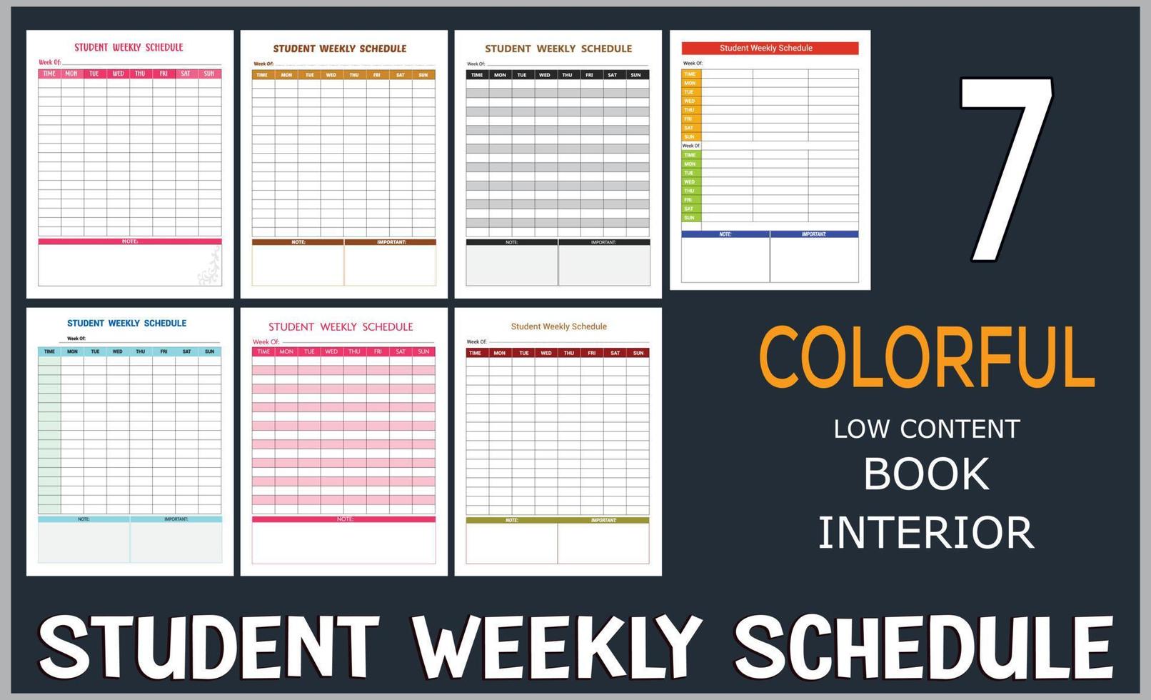 estudiante semanal calendario 7 7 vector