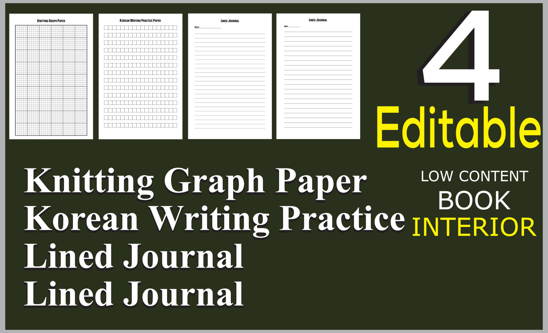 Knitting Graph Paper Korean Writing Practice Paper Lined Journal