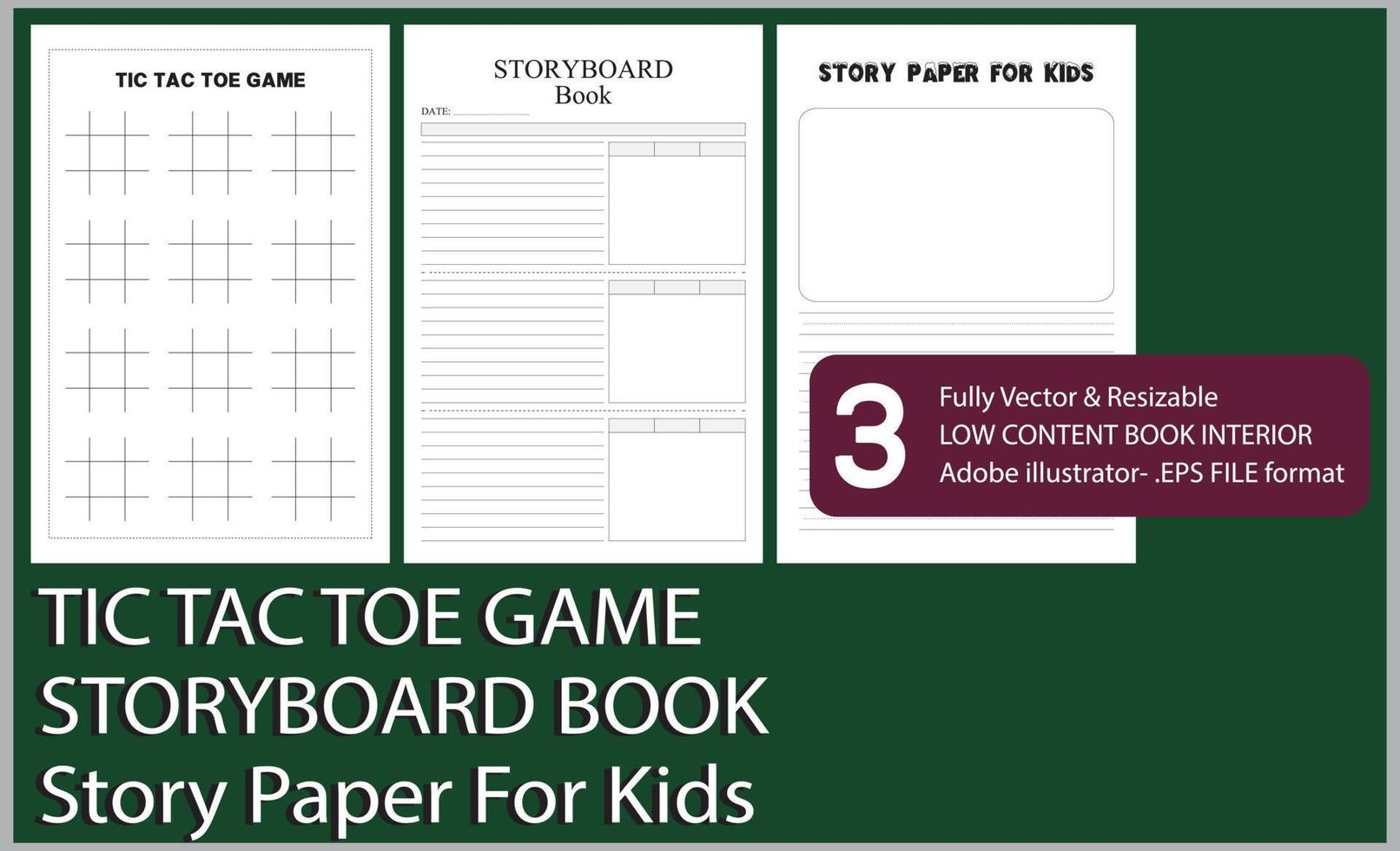 TIC TAC TOE GAME STORYBOARD BOOK Story Paper For Kids vector