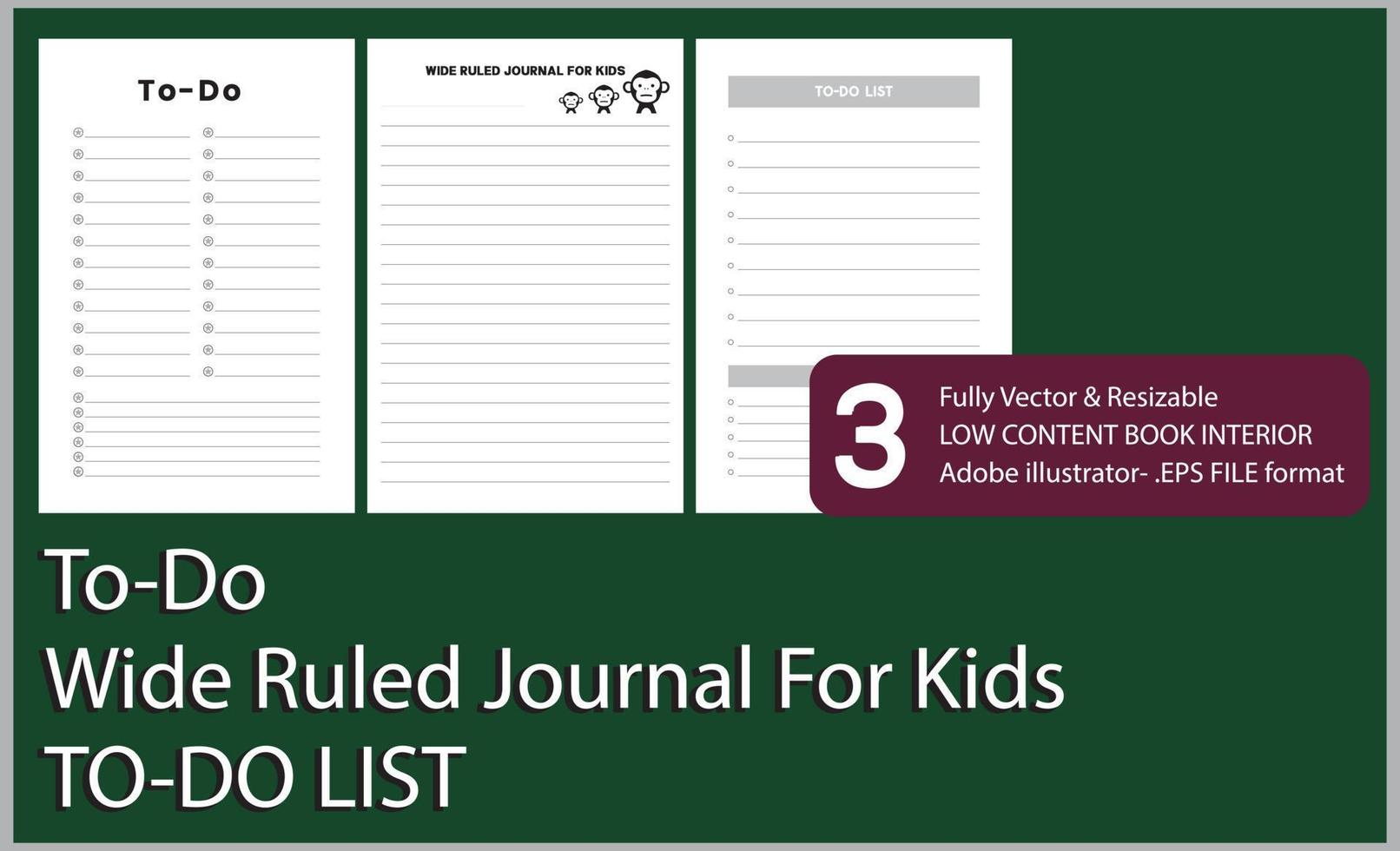 To-Do Wide Ruled Journal For Kids TO-DO LIST vector