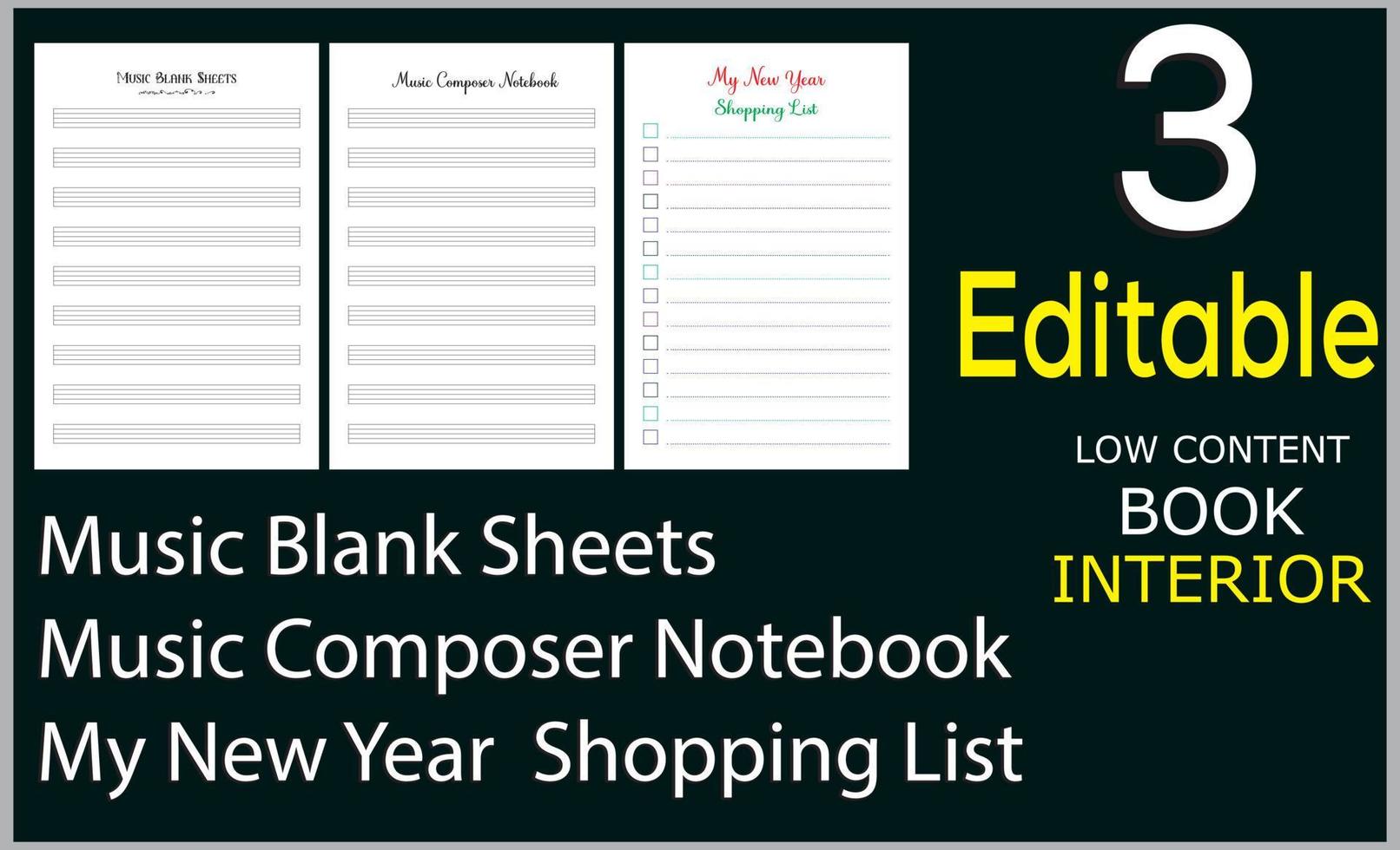 Music Blank Sheets Music Composer Notebook My New Year  Shopping List vector