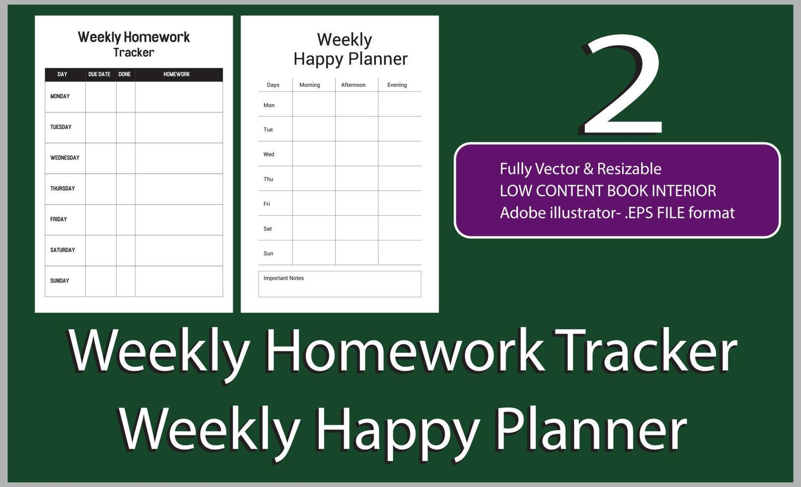 Weekly Homework Tracker Weekly Happy Planner vector