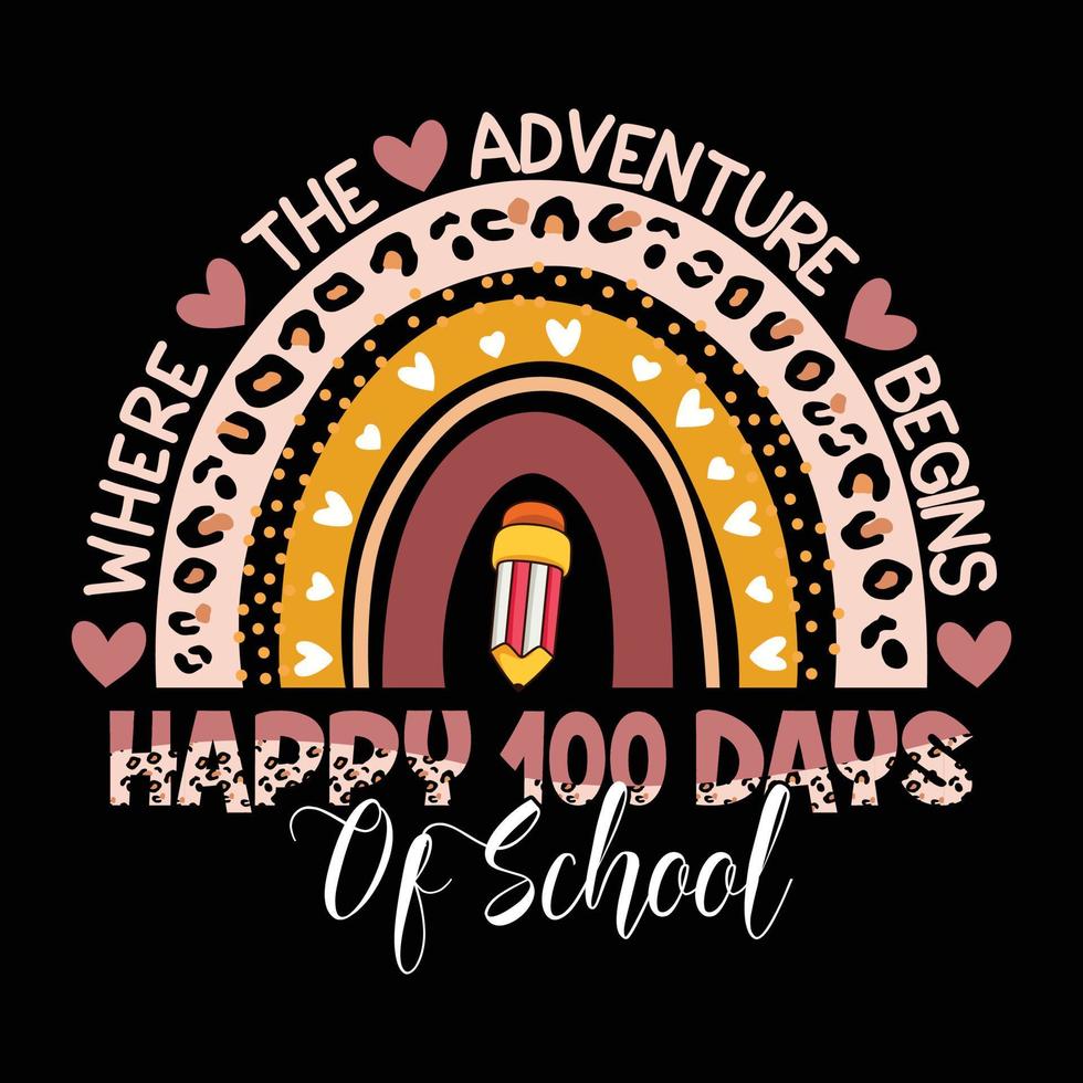 Where the Adventure begins happy 100 days of School vector