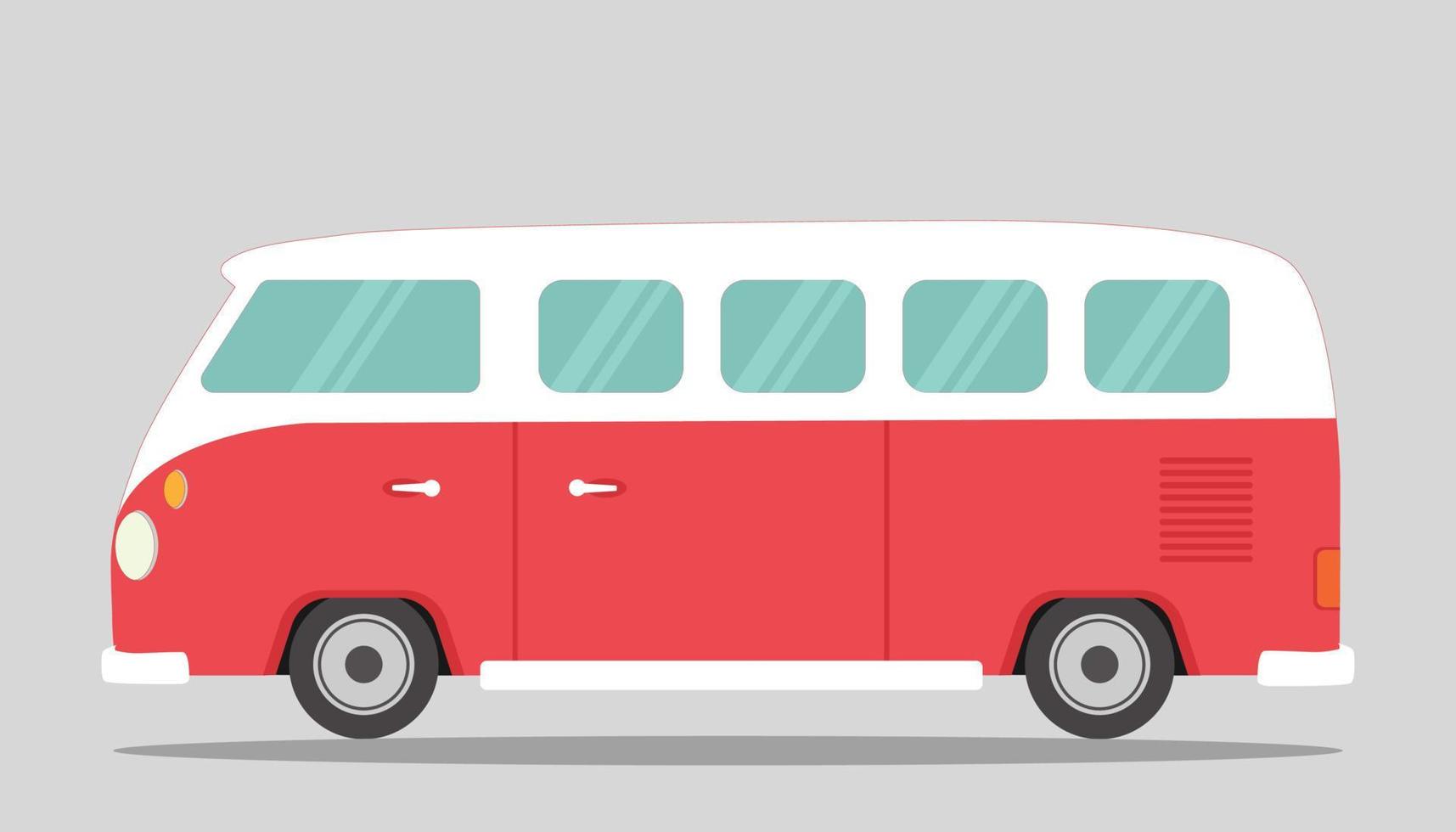 rojo Clásico camioneta antiguo camioneta autobús plano vector