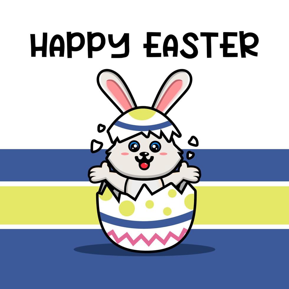 Cute rabbit bunny happy easter background vector