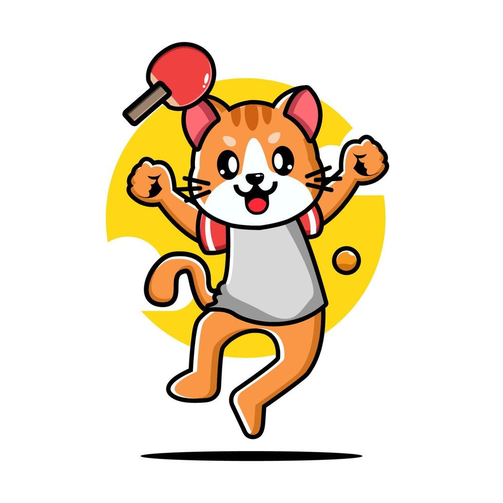 Cute cat playing table tennis vector