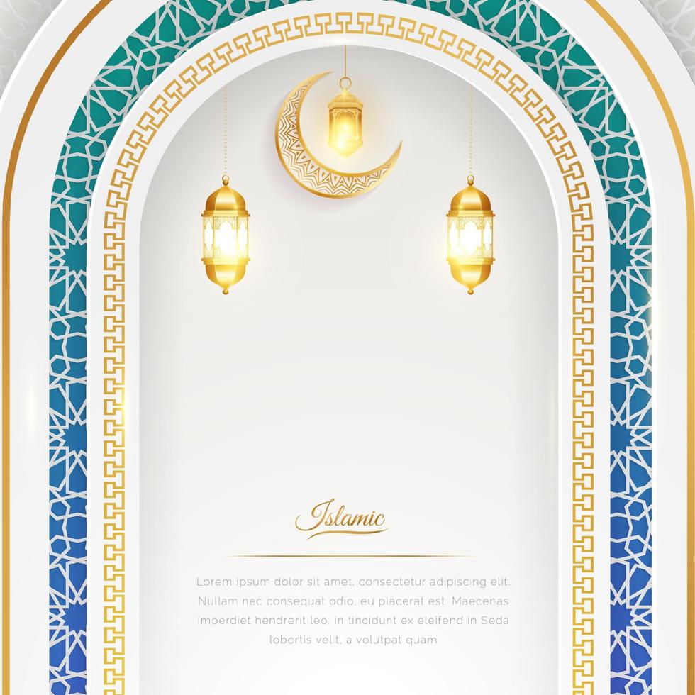 Arabic Islamic Elegant White and Golden Luxury Banner Background vector