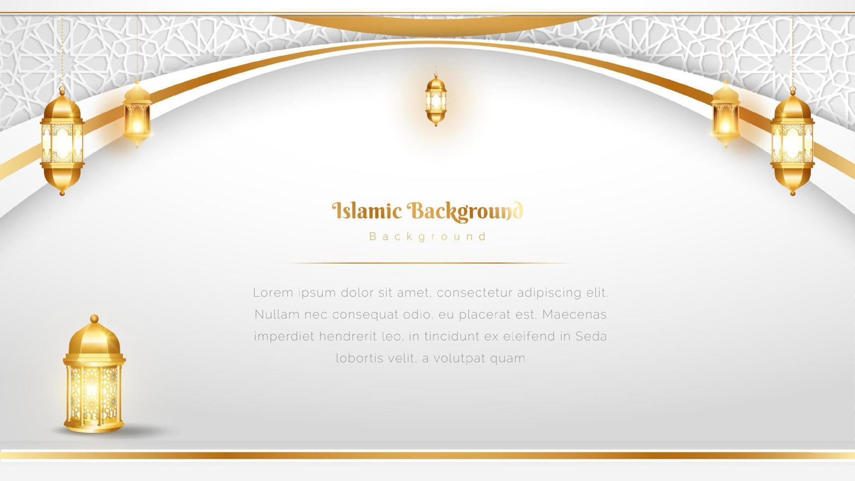 Arabic Islamic Elegant White and Golden Luxury Banner Background vector