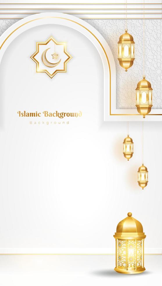 Arabic Islamic Elegant White and Golden Luxury Background vector