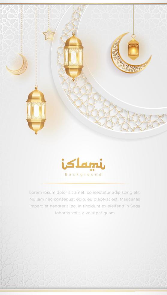 Arabic Islamic Elegant White and Golden Luxury Background vector