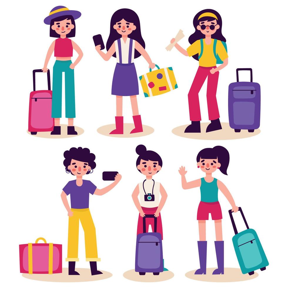 turista viaje caracteres vector