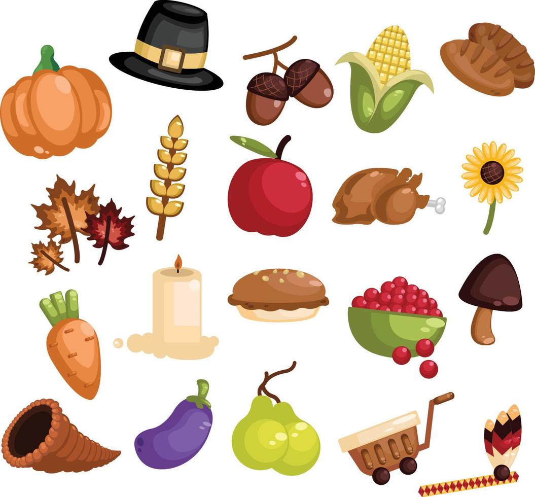 Thanksgiving icon set vector