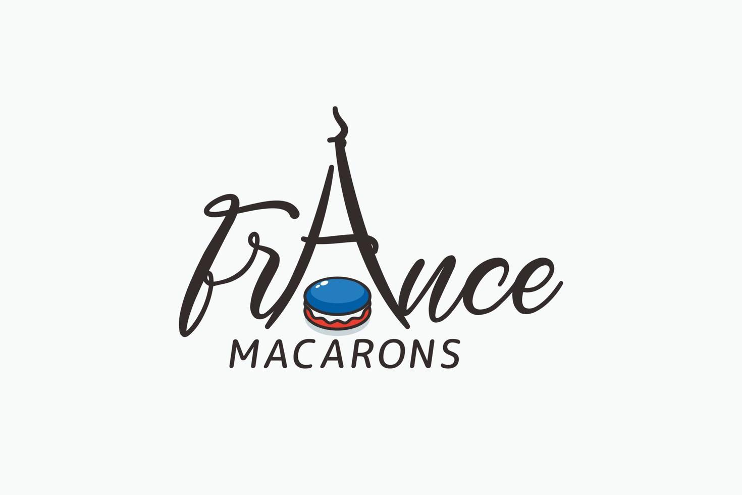 macarons logo con un macarons y eiffel torre como letra un para ninguna negocio, especialmente pastelería, panadería, cafetería, etc. vector