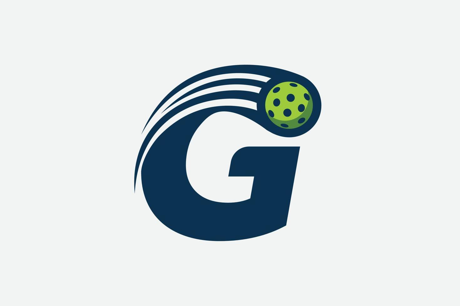 letter G logo with moving pickleball vector