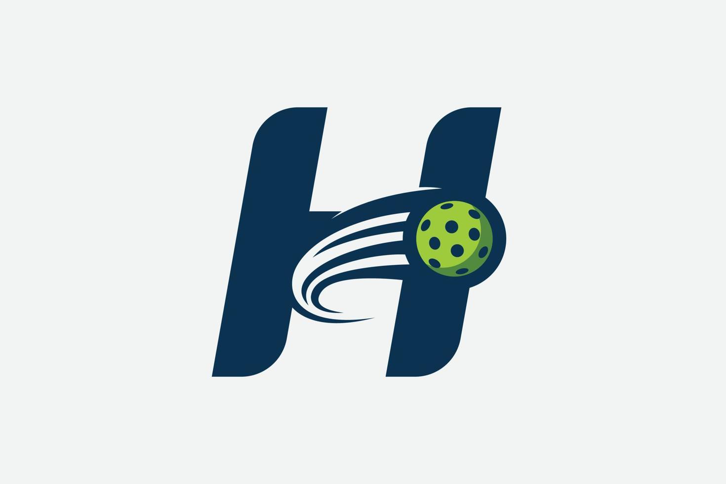 letter H logo with moving pickleball vector