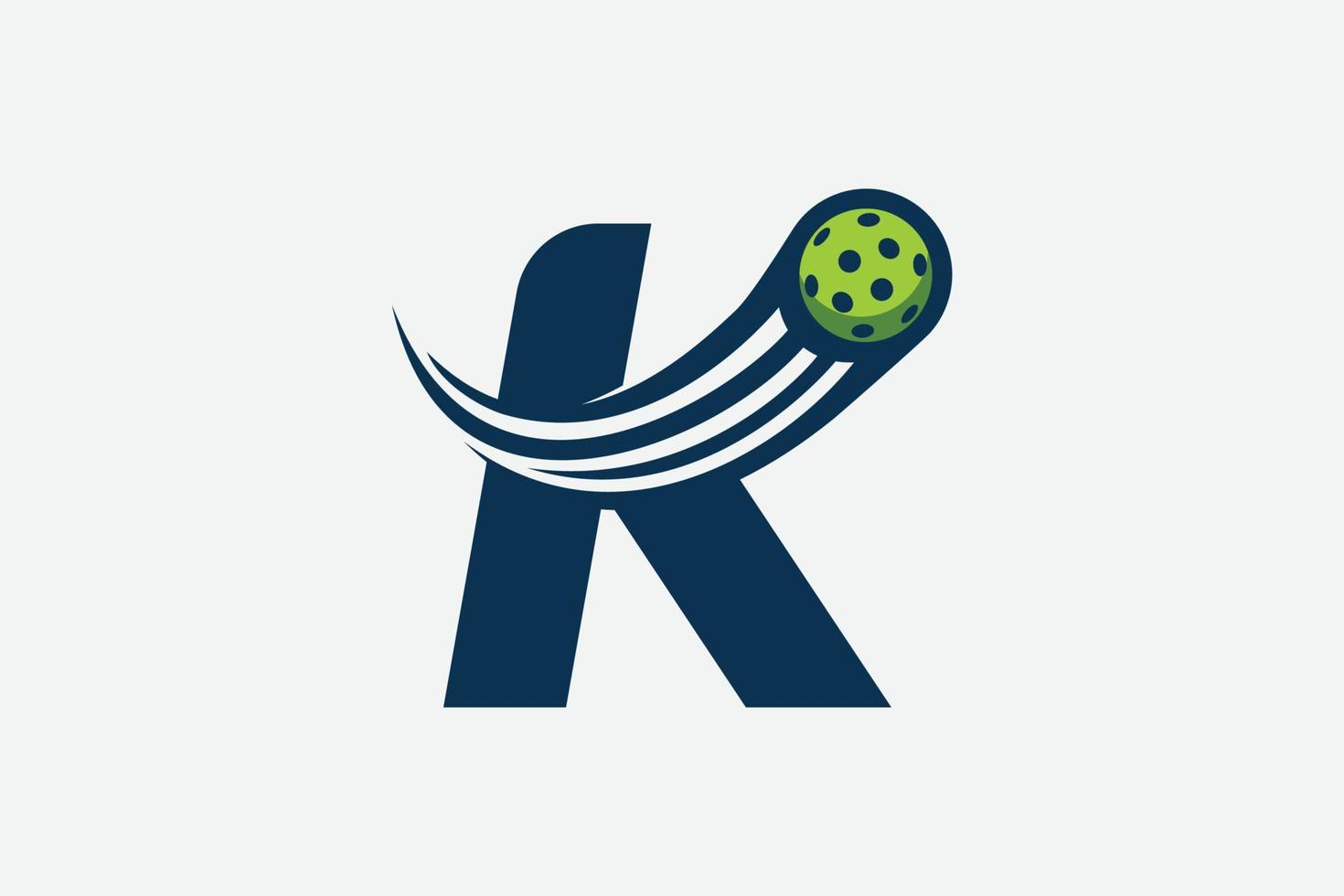 letter K logo with moving pickleball vector