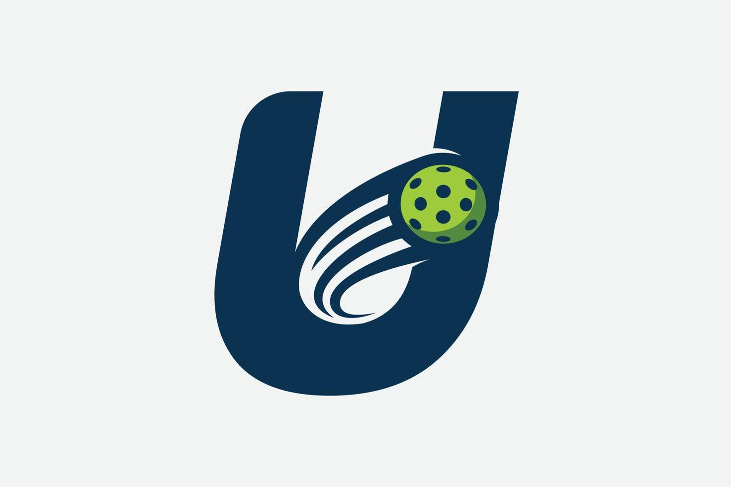 letter U logo with moving pickleball vector