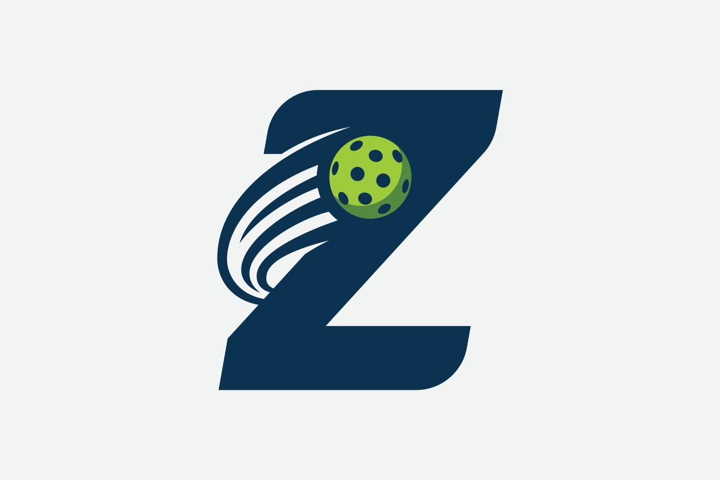 letter Z logo with moving pickleball vector