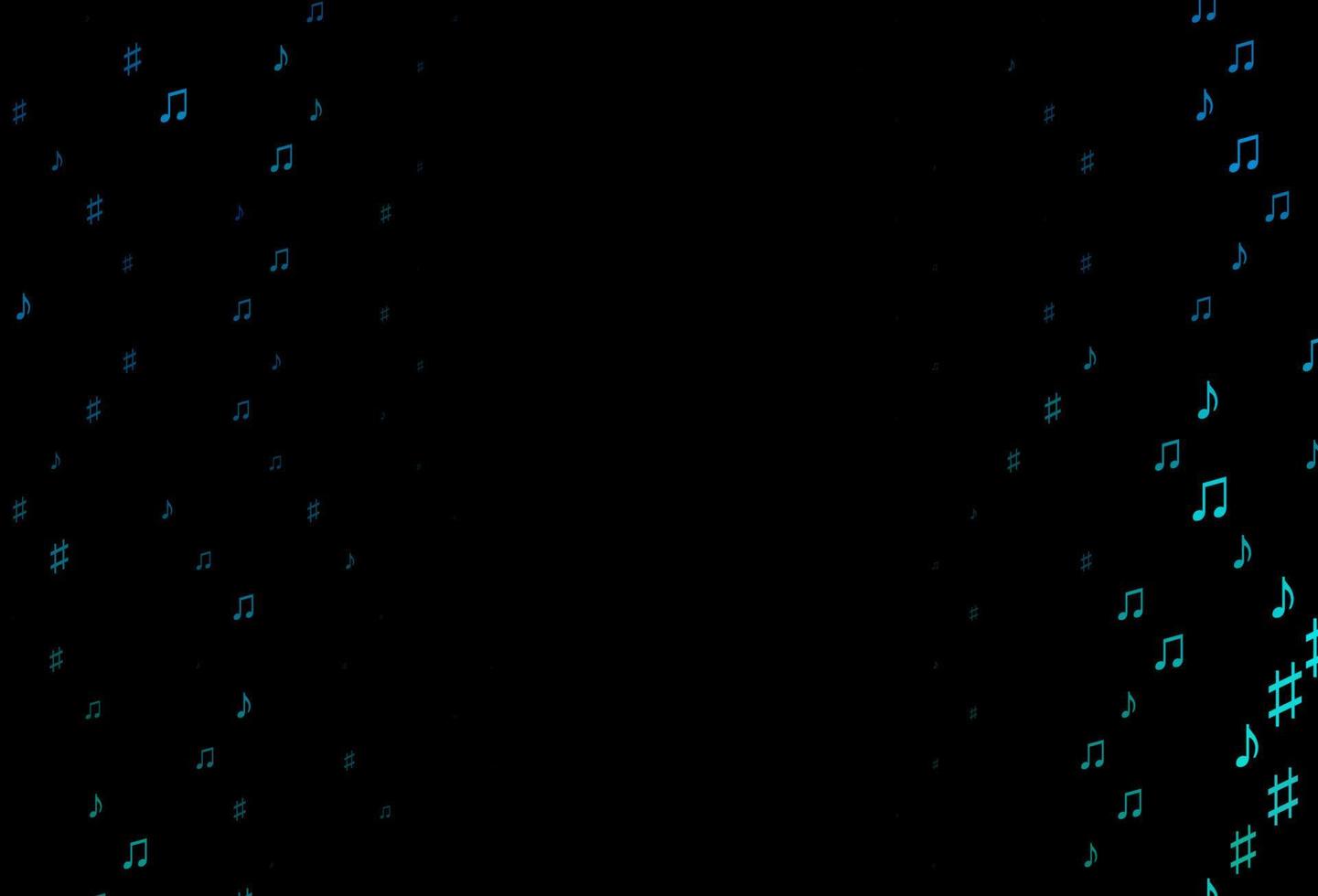 Dark Blue, Green vector background with music symbols.