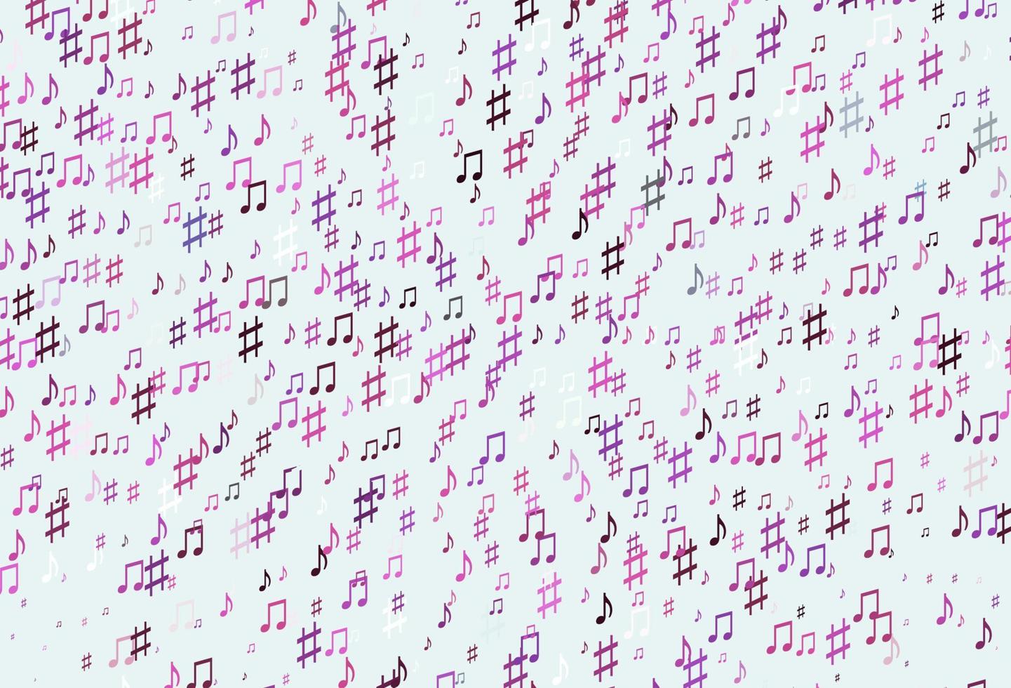 Light Pink vector background with music symbols.