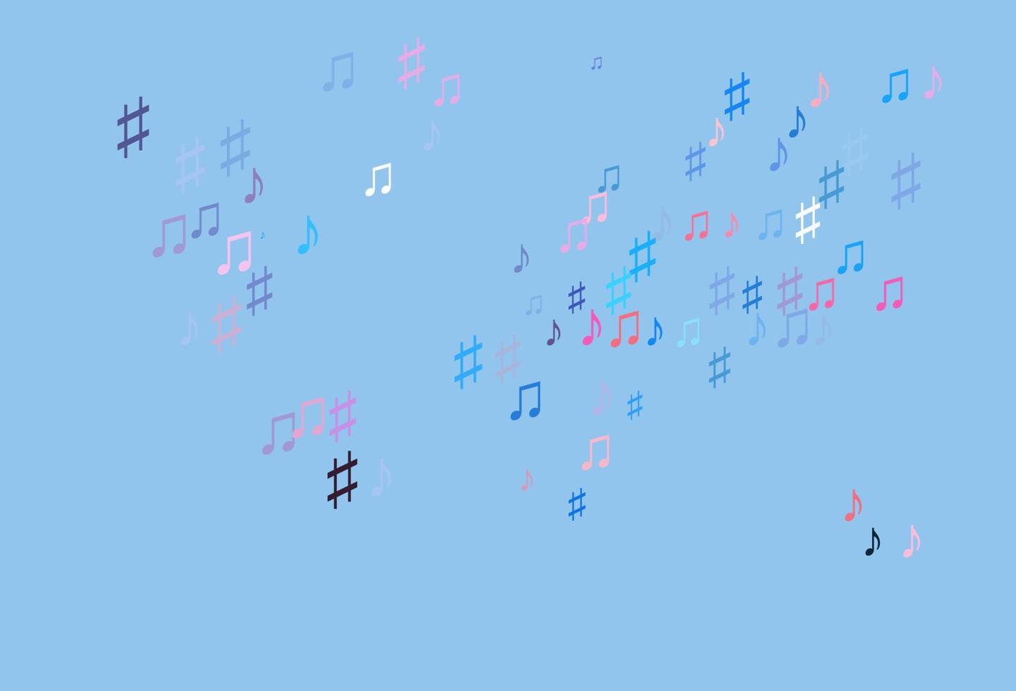 Light Blue, Red vector backdrop with music notes.