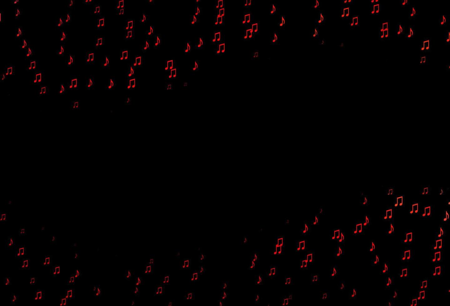 Dark Red vector background with music symbols.