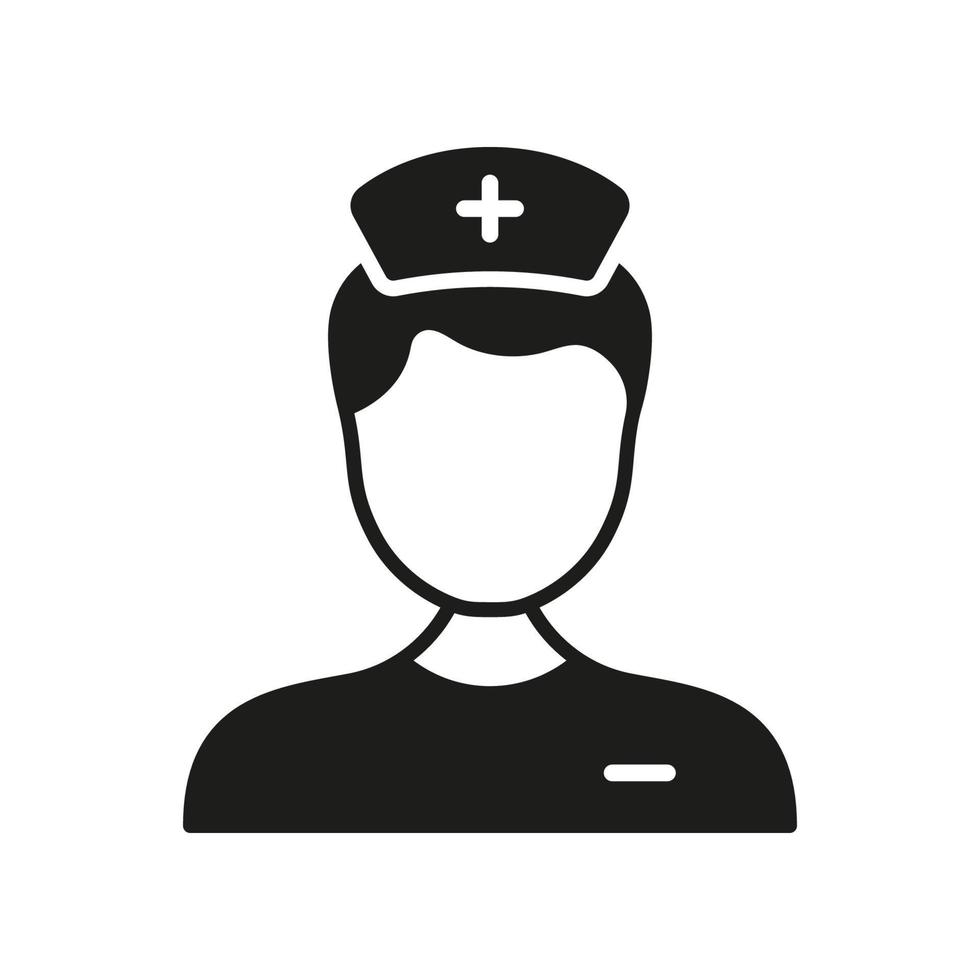 médico profesional silueta icono. médico médico, enfermero hombre glifo pictograma. clínica personal. médico especialista. salud cuidado profesional. masculino médico icono. aislado vector ilustración.