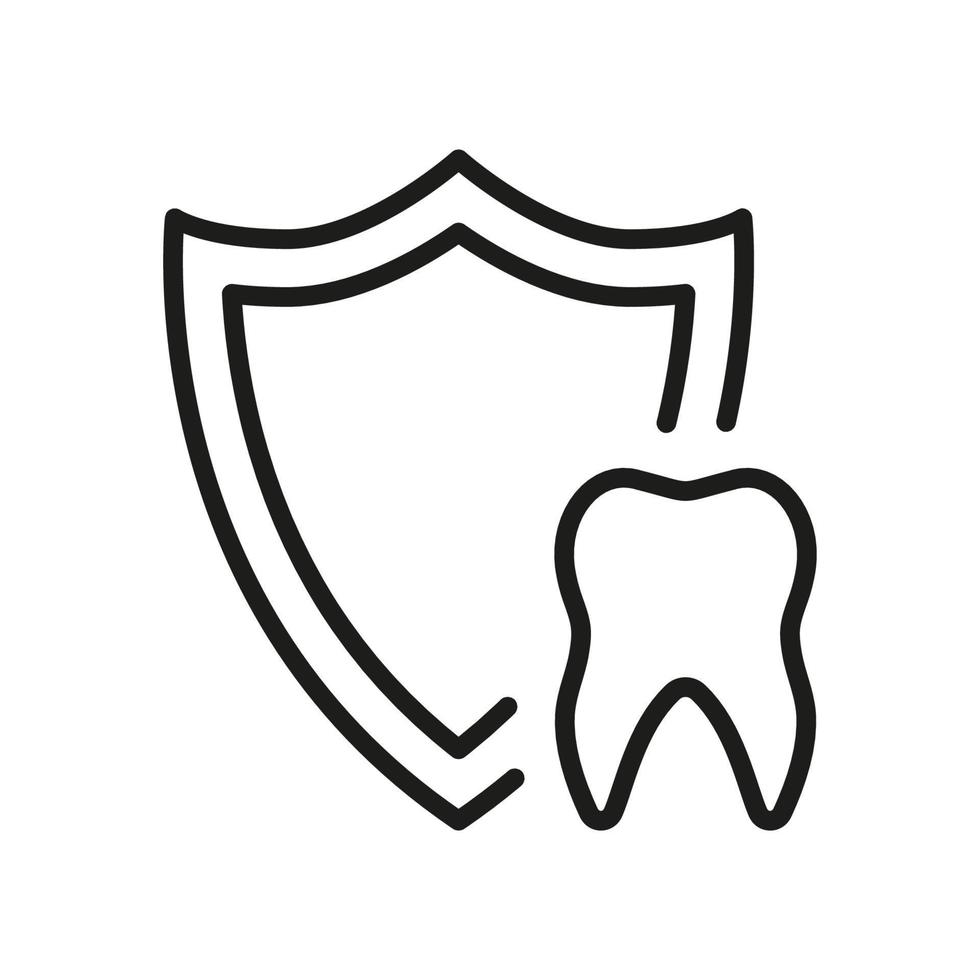 Dental Treatment Sign. Dental Insurance Line Icon. Teeth Protection and Hygiene Linear Pictogram. Medical Oral Care. Dentistry Outline Symbol. Editable Stroke. Isolated Vector Illustration.