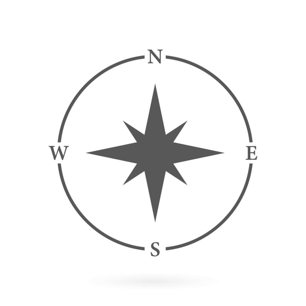 Compass Map Silhouette Icon. Rose Wind Navigation Retro Equipment Glyph Pictogram. Adventure Direction Arrow to North South West East Orientation Navigator Modern Sign. Isolated Vector Illustration.