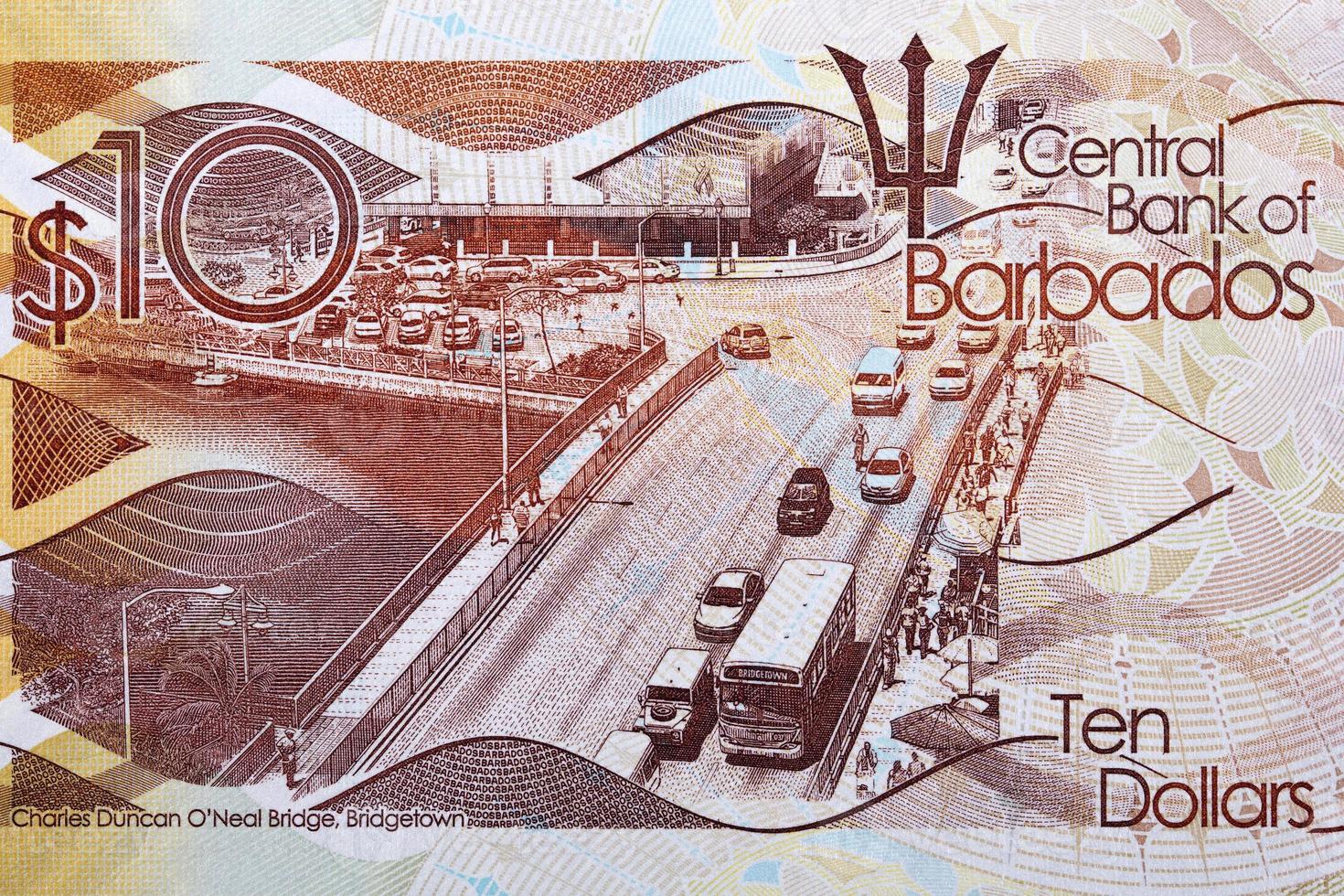 O'Neal Bridge over the Careenage in Bridgetown from Barbadian money photo