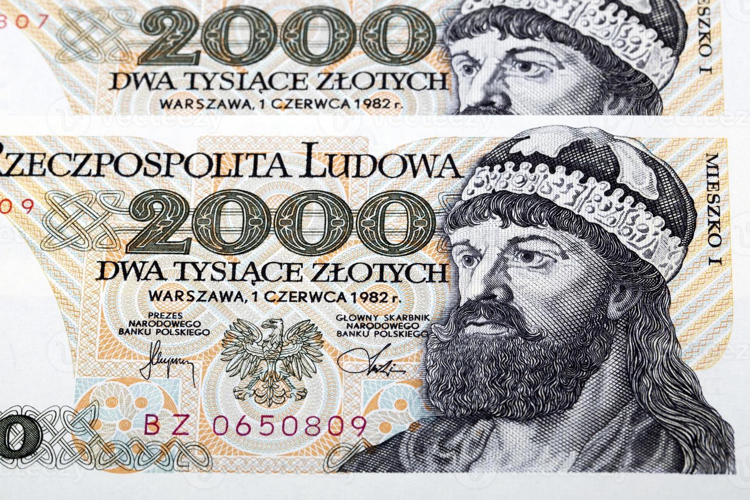 Old Polish money - 2000 Zloty a background photo