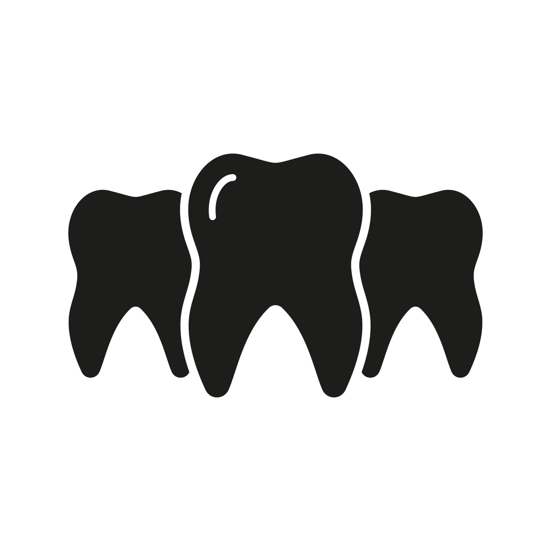 Healthy Teeth Set Silhouette Icon. Three Molar Dent Glyph Pictogram. Dental Treatment Solid Sign