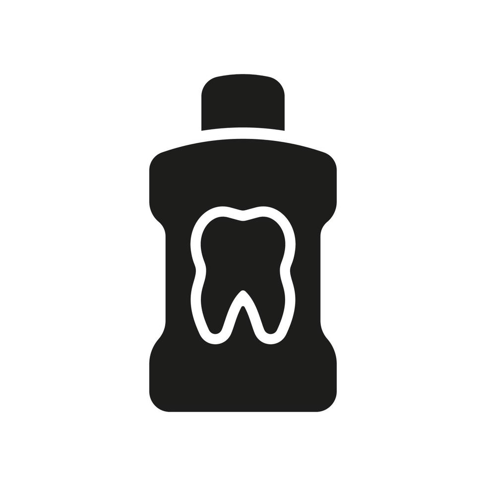 Mouthwash Bottle Silhouette Icon. Oral Rinse Glyph Pictogram. Dentistry Mouthwash Symbol. Laundered Clean and Freshness Mouth Sign. Tooth Whitening Treatment. Isolated Vector Illustration.